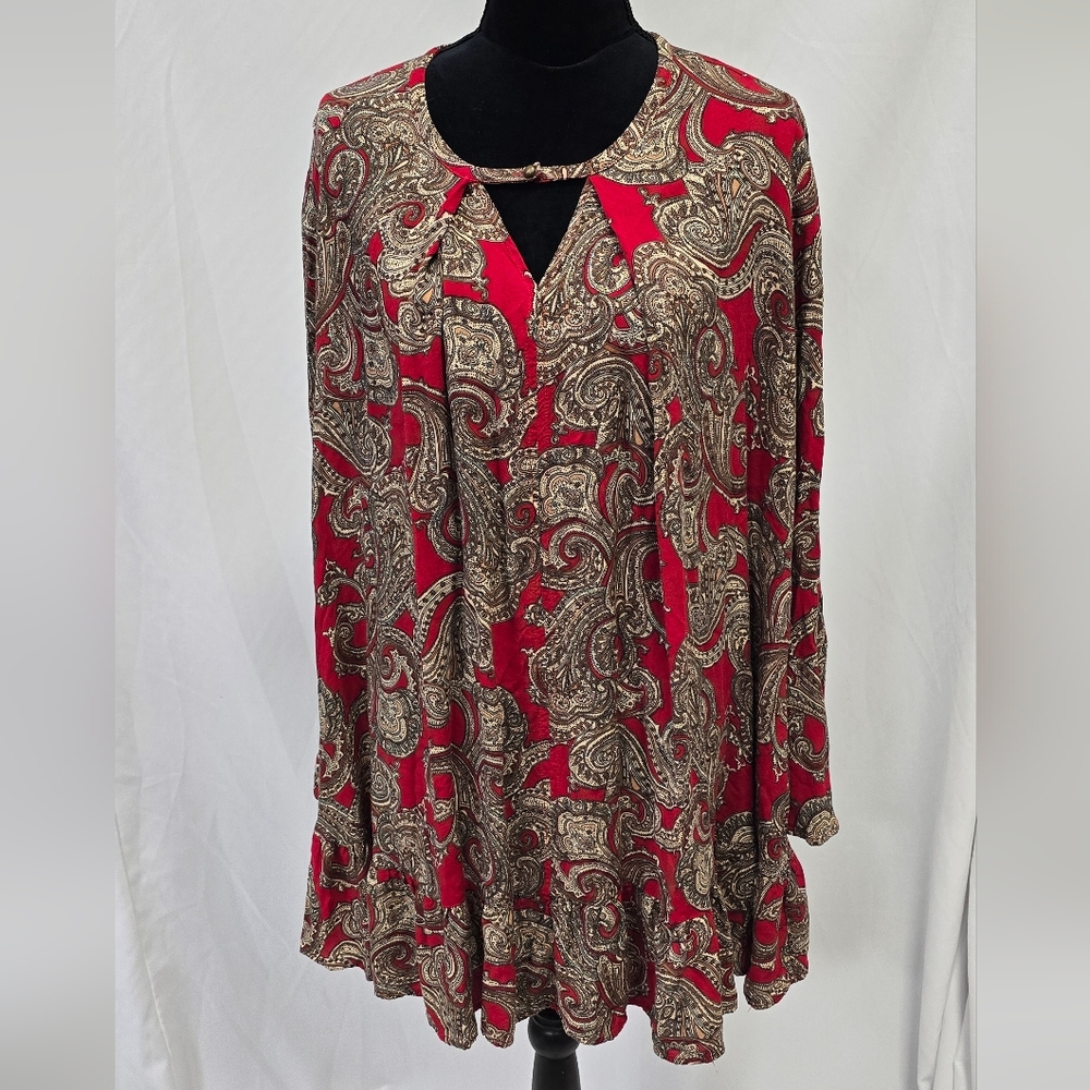 Umgee women XL paisley bell sleeve boho mini dress festival hippie feminine